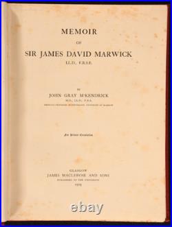 1909 Memoir of Sir James David Marwick Signed First Edition John Gray McKendr