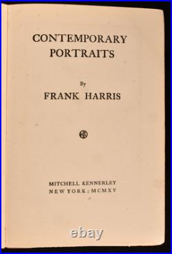 1915 Contemporary Portraits Frank Harris First Edition Signed By Publisher