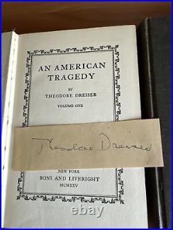 1925 An American Tragedy by Theodore Dreiser Volume 1 & 2 1st/1st Signed
