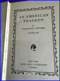 1925 An American Tragedy by Theodore Dreiser Volume 1 & 2 1st/1st Signed