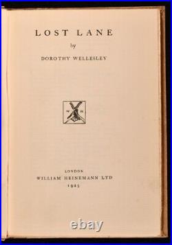 1925 Lost Lane Dorothy Wellesley Signed First Edition Dust Wrapper
