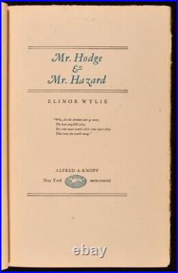 1928 Mr Hodge and Mr Hazard Elinor Wylie Signed Limited Edition First Edition