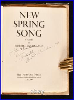 1943 New Spring Song Poems By Hubert Nicholson Signed First Edition Dust Wrap