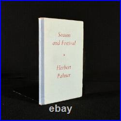 1943 Season and Festival Herbert Palmer Poetry First Edition Signed