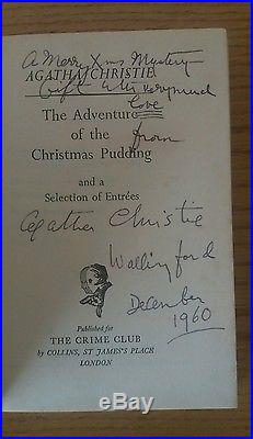 1960 Agatha Christie CHRISTMAS PUDDING, SIGNED INSCRIBED FIRST EDITION 1st print