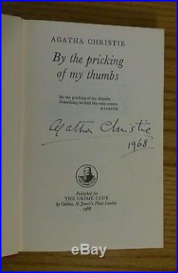 1968 Agatha Christie BY THE PRICKING OF MY THUMBS Signed first edition 1st print