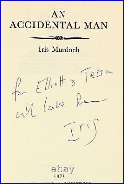1971 SIGNED +INSCRIBED Iris Murdoch An Accidental Man 1st to HOLLYWOOD producer