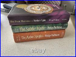 1st Edition Philip Pullman NORTHERN LIGHTS, Subtle Knife, Amber Spyglass SIGNED