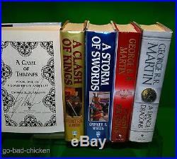 2 SIGNED A Game Of Thrones George RR Martin 4 1st FIRST EDITION HC 5 Book Set