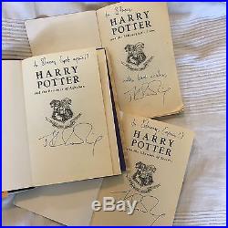 3 Harry Potter Signed J K First Edition Books Philosophers Chambers Azkaban