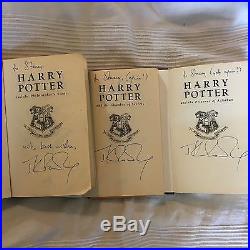 3 Harry Potter Signed J K First Edition Books Philosophers Chambers Azkaban