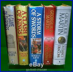 ALL 5 SIGNED A Game Of Thrones by George RR Martin 1st FIRST EDITION HC Book Set