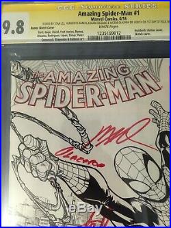 AMAZING SPIDERMAN 1 4X 1st DAY SIGNED STAN LEE, RAMOS ETC SKETCH VARIANT CGC 9.8