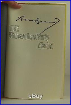 ANDY WARHOL The Philosophy of Andy Warhol SIGNED FIRST EDITION
