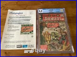 AVENGERS # 1 CGC 2.5 Silver Age 1963 UK VARIANT Signed by Stan Lee UACC verified