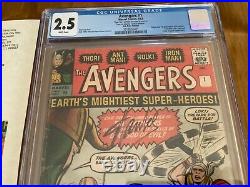 AVENGERS # 1 CGC 2.5 Silver Age 1963 UK VARIANT Signed by Stan Lee UACC verified