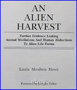 Alien Harvest (1989) Linda Moulton Howe Signed Ltd. 1st Edition, Jacques Vallee