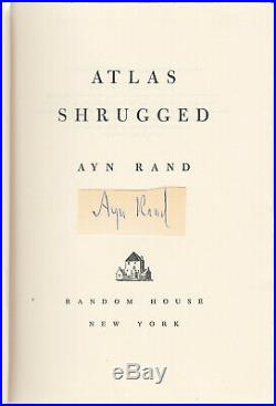 Atlas Shrugged (1957) Ayn Rand, Signed, Sharp 1st Edition In Rare Clean Wrapper