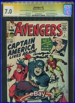 Avengers #4 CGC 7.0 Marvel Comics Signed Stan lee+1 signed Avengers Assemble