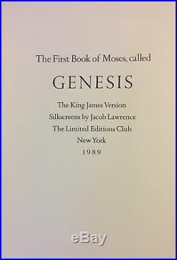 BIBLE Jacob Lawrence FIRST BOOK MOSES, GENESIS Limited Editions Club Signed