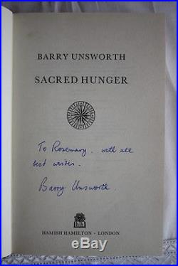 Barry Unsworth,'Sacred Hunger', SIGNED UK first edition 1st/1st Booker