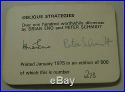 Brian Eno & Peter Schmidt Oblique Strategies 1975 1st Edition Hand Signed Rare