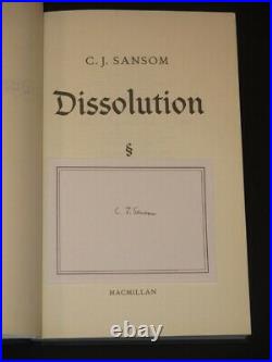 C. J. SANSOM Dissolution SIGNED 2003 1st Edition/1st Impression SHARDLAKE SERIES