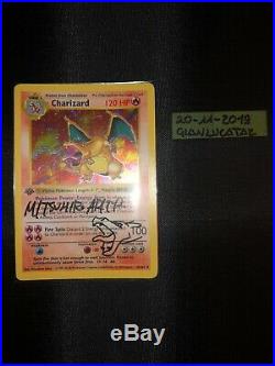 Charizard 4/102 1st Edition Shadowless Signed By Mitsuhiro Arita Pokemon Card