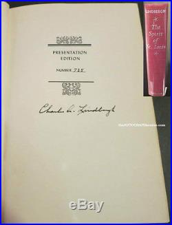 Charles Lindberg Signed Spirit Of St. Louis Book First Presentation Edition BAS