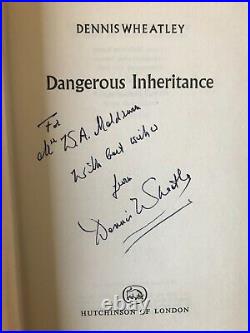 Dennis Wheatley Dangerous Inheritance, 1st Edition, D/W, SIGNED & INSCRIBED