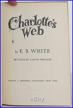 E. B. WHITE Charlotte's Web SIGNED FIRST EDITION