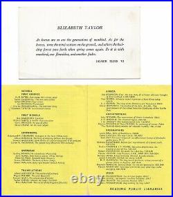 ELIZABETH TAYLOR In a Summer Season 1961 US 1/1 SIGNED PRES. Parents + ALS ++
