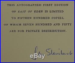 East of Eden JOHN STEINBECK Signed Limited First Edition 1952 1st 1/1500