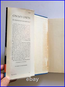 Eleanor Roosevelt On My Own 1958 First Edition Hc/dj Signed