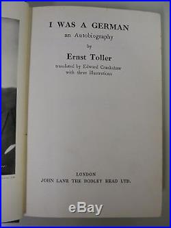 Ernst Toller I Was A German First English Edition SIGNED by Toller