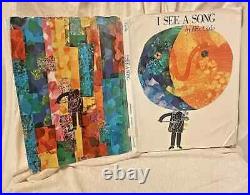 FIRST Edition SIGNED by Eric Carle I SEE A SONG 1973 Crowell, HC Dust Jacket