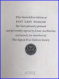 Franklin Library Leather Bound Exit Lady Masham Signed First Edition 1983