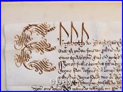 Genuine 1601 Elizabeth I Privy Seal Latin Manuscript THURLAND CASTLE Document