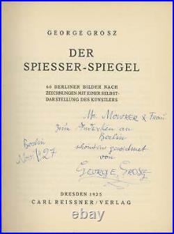 George Grosz DER SPIESSER-SPIEGEL First Edition inscribed Signed 1925 #159334