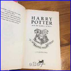 Hand Signed J K Rowling Harry Potter And The Goblet Of Fire First Edition Book