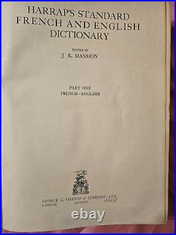 Harrap's French-English-French Dictionary's 1st Editions & signed J. E. Mansion