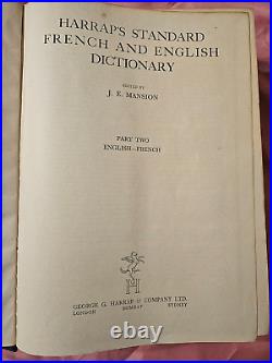 Harrap's French-English-French Dictionary's 1st Editions & signed J. E. Mansion