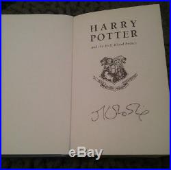 Harry Potter And The Half Blood Prince Signed By J K Rowling First Edition RARE