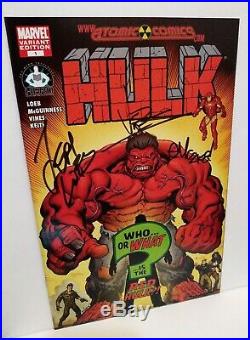 Hulk #1 1st Red Hulk Atomic Comics Variant 3x Signed McGuinness Loeb Vines NM 1