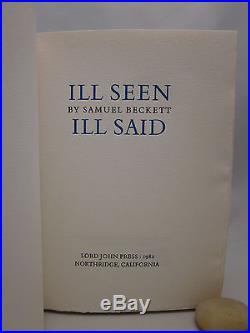 Ill Seen Ill Said Samuel Beckett SIGNED Limited First Edition #33/299
