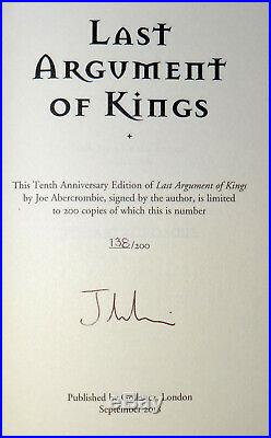 Joe Abercrombie The First Law Trilogy UK Signed Numbered Hardcover Anniv Edition