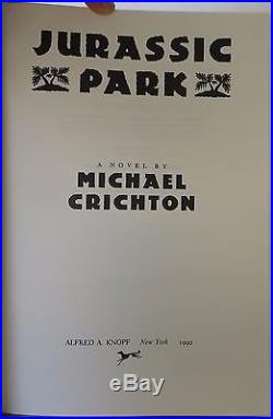 MICHAEL CRICHTON Jurassic Park INSCRIBED FIRST EDITION