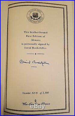 Memoirs David Rockefeller Easton Press Signed First Edition COA 554/1300