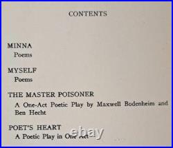 Minna And Myself by Maxwell Bodenheim Signed Inscribed 1918 First Edition Poetry