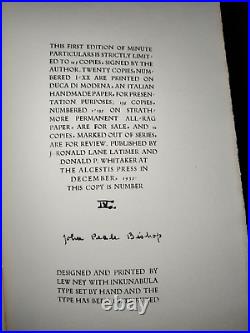 Minute Particulars by John Peale Bishop 1935 SC First Edition Limited Signed